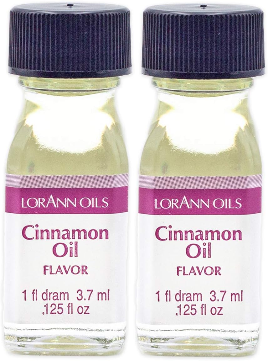 LorAnn Oils Super Strength Flavoring - Used For Candy Making, Flavoring, Baking, Hard Candy, & Flavor Oils - Bold, Natural Flavors 4X Stronger Than Extracts - Cinnamon Oil, Pack of 2, 0.125 fl oz