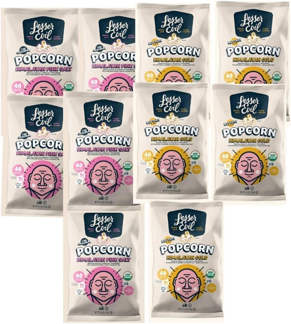 Himalayan Pink Salt Organic Popcorn, Variety Pack, Himalayan Pink, Himalayan Gold, 28 ct./0.65 oz.