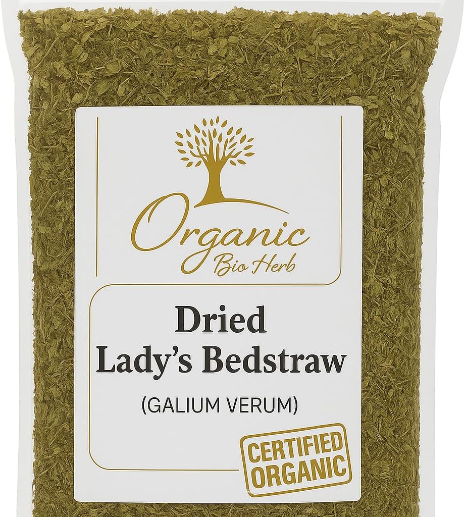 Organic Bio Herbs-Organic Dried Lady's Bedstraw (Galium verum) -, Certified Organic, 100% Pure, All-Natural Herbal Supplement for Wellness, Non-GMO, No Additives, Eco-Friendly Packaging. (6 Oz)