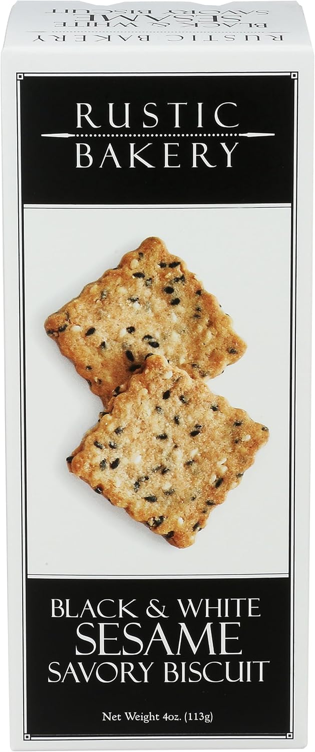 Rustic Bakery, Biscuits Savory Black And White Sesame, 4 Ounce