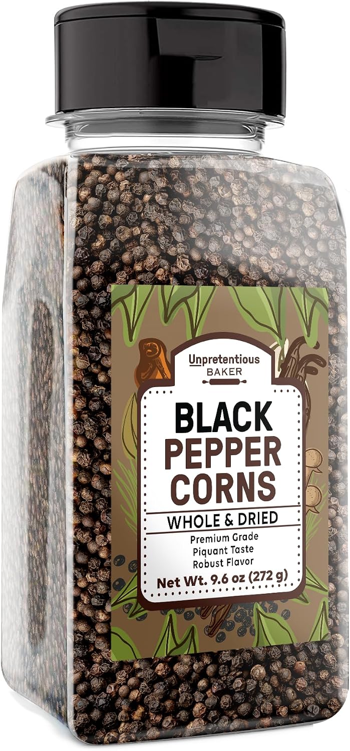 Unpretentious Whole Black Peppercorns, Pepper Mill & Grinder Refill (9.6 Ounce)