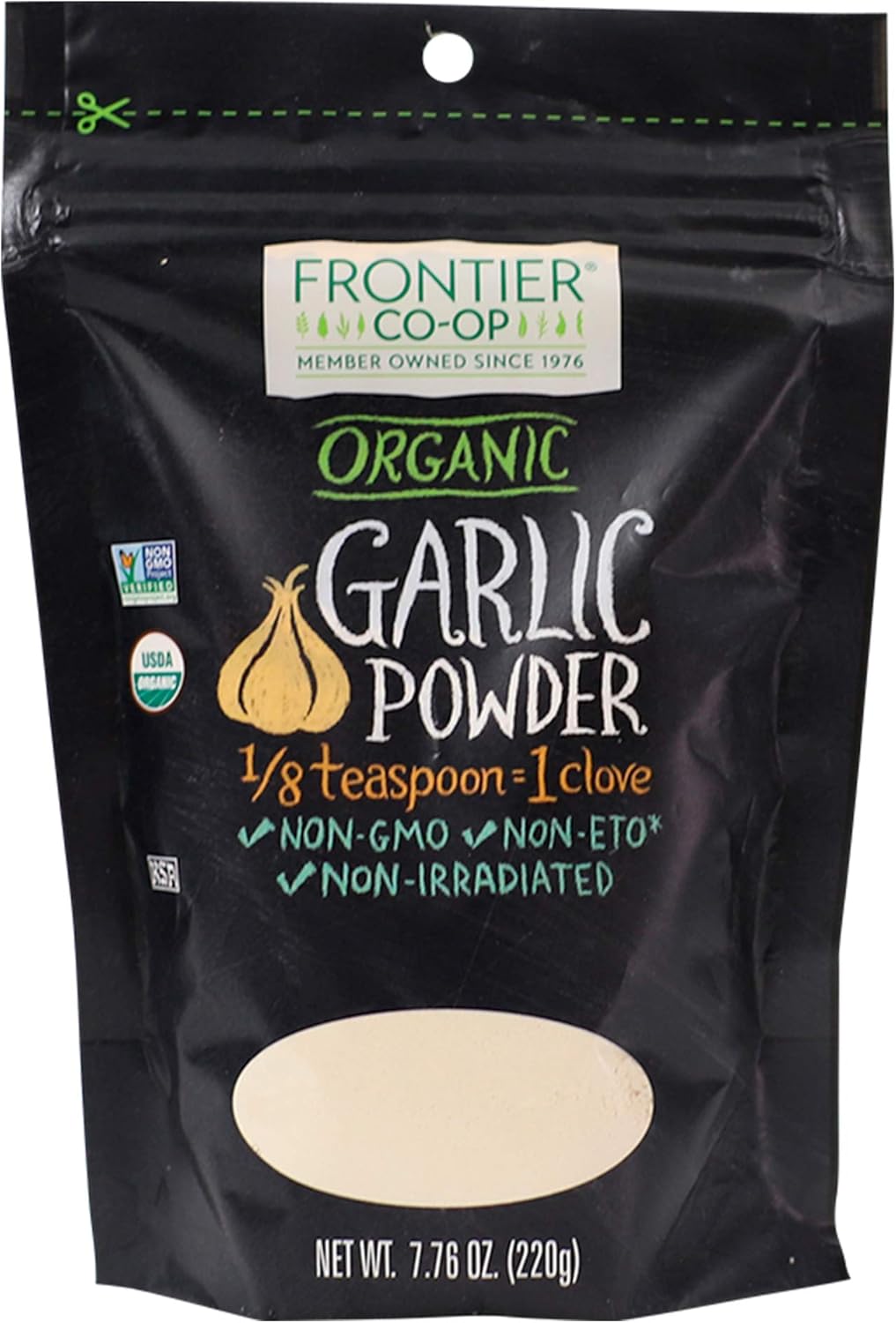 Frontier Co-op Organic Garlic Powder, 7.76-Ounce Bag, Pure and Natural Garlic Seasoning | Non-GMO and Kosher Certified | Add Flavor to Your Savory Dishes