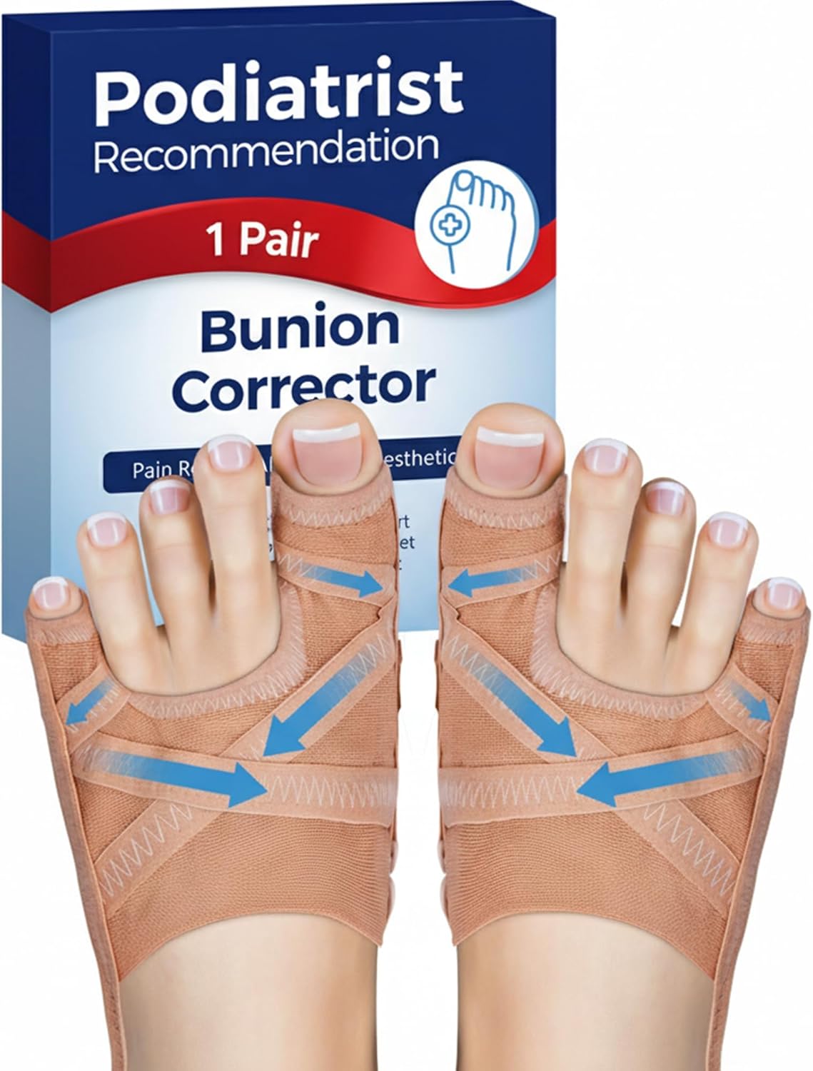 Bunion Corrector for Women & Men, Breathable Toe Straightener for the Thumb and Little Toe, Comfortable & Adjustable for Day/Night Use, Bunion Relief Splint(1 Pair)