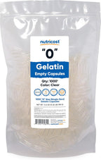 Nutricost Empty Capsules Gelatin Size (0) - 1,000 Clear Empty Gel Capsules - Kosher, Non-GMO, Soy Free, Gluten Free, GMP Compliant