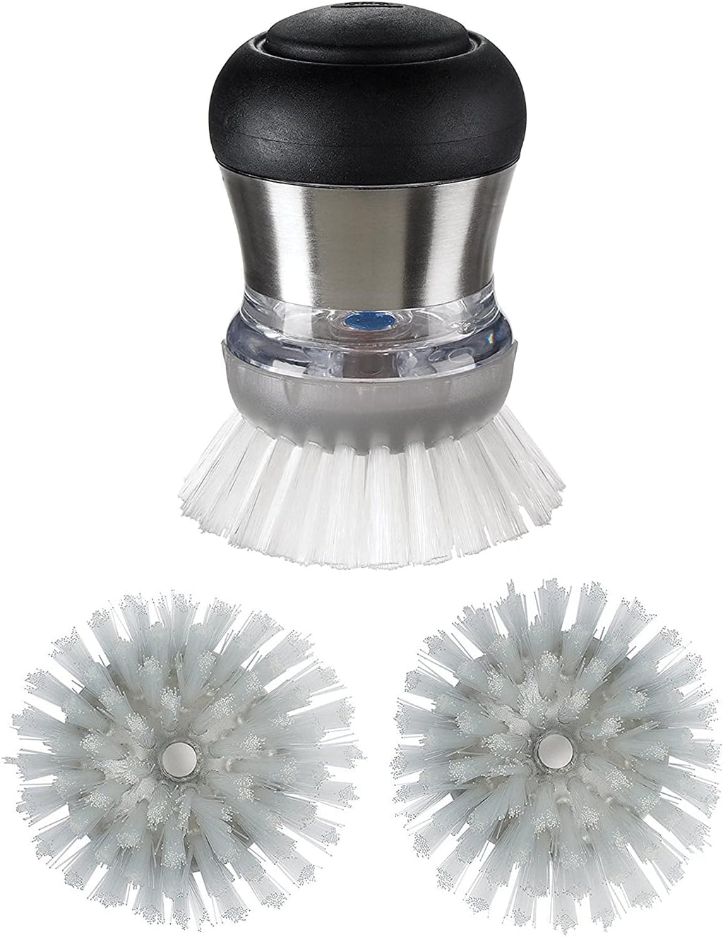 Steel Soap Dispensing Palm Brush with Refills
