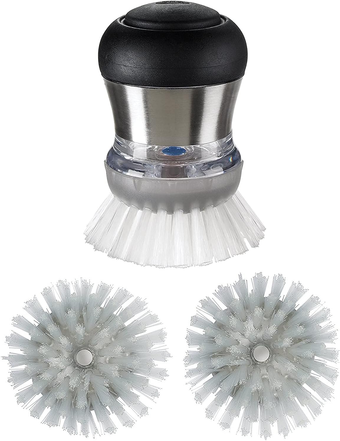 Steel Soap Dispensing Palm Brush with Refills