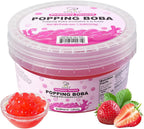 Soeos Strawberry Popping Boba, 550g – Bursting Boba Pearls for Bubble Tea, Frozen Yogurt, Desserts & Drinks