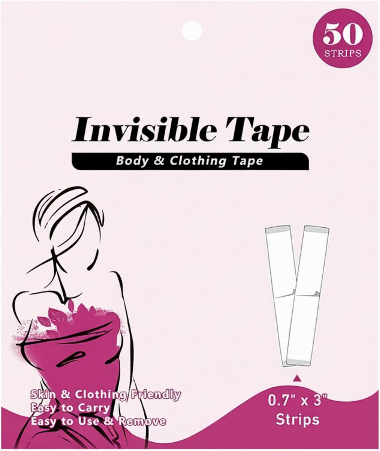 Fashion Double Sided Tape-Strong Body Adhesive for Clothes & Skin Waterproof,No Residue,Hypoallergenic for All Skin Shades
