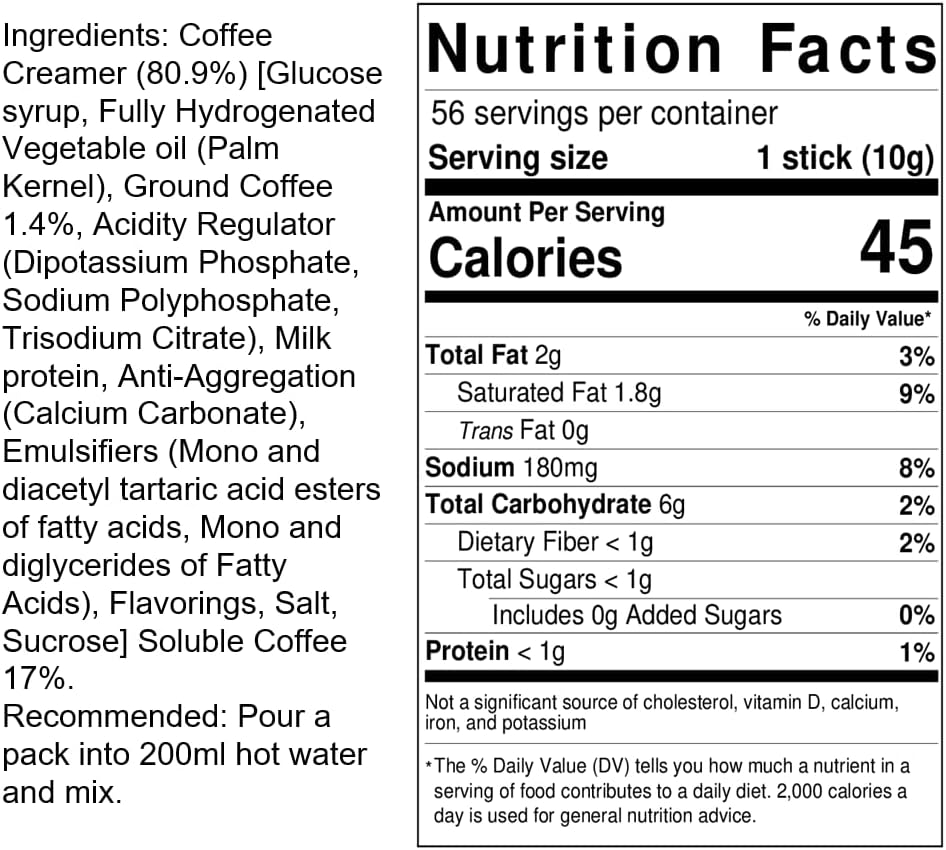 Nescafe 2 in 1 Unsweetened, Coffee + Coffee creamer, No Added Sugar - 56 Sticks