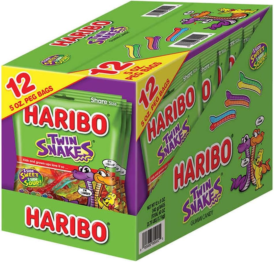 Haribo Twin Snakes Gummi Candy 5 oz. Bags