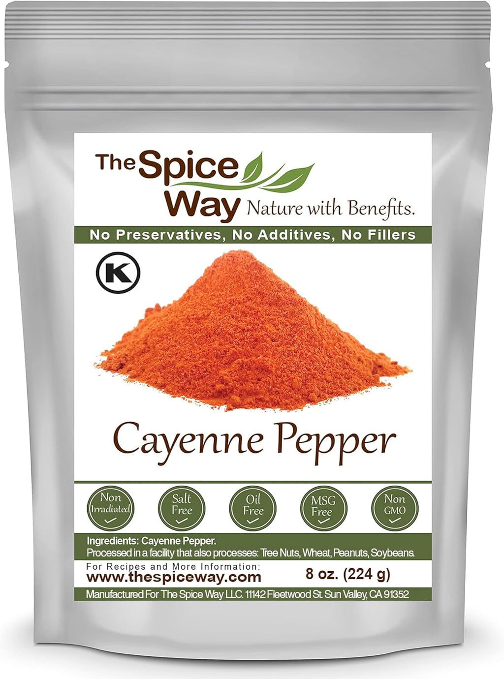 The Spice Way Red Pepper Premium Cayenne Ground - 8 oz - pure chile powder - Cayenne Powder, No GMO's, Kosher Certified