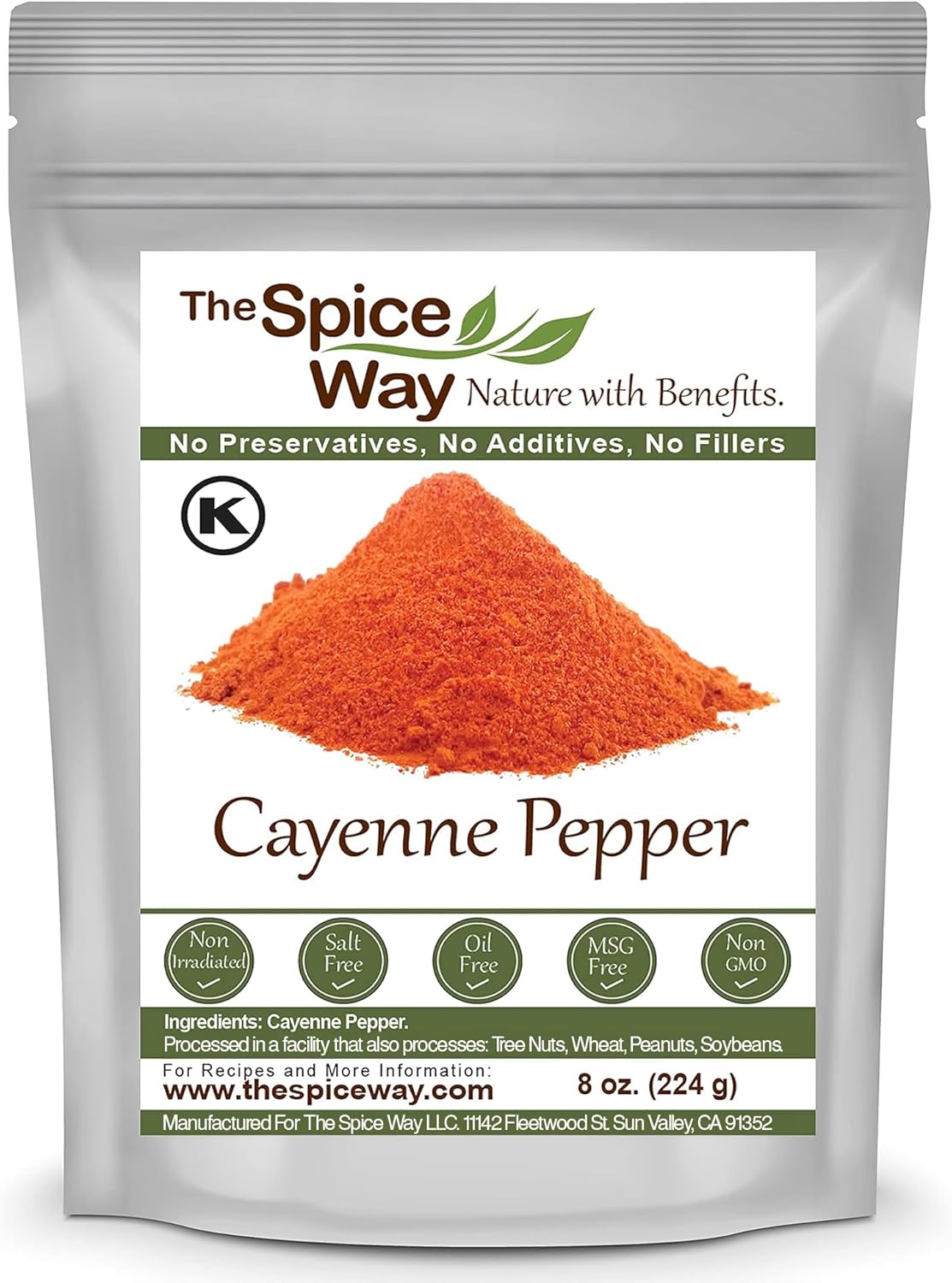 The Spice Way Red Pepper Premium Cayenne Ground - 8 oz - pure chile powder - Cayenne Powder, No GMO's, Kosher Certified