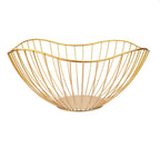 IBWell High Style Curved-Edge Modern Creative Stylish Single Tier Dish,Metal Iron Wire Fruit Vegetables Bread Decorative Stand Serving Bowls Basket Holder (Gold)