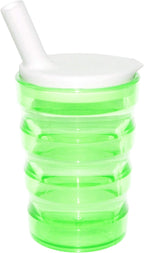 Rehabilitation Advantage Long Spout Feeding Cup, Green – 5.25” Tall, Ergonomic Grooves, Spill-Resistant Lid with 1.5” Spout, Lightweight, Dishwasher & Microwave Safe
