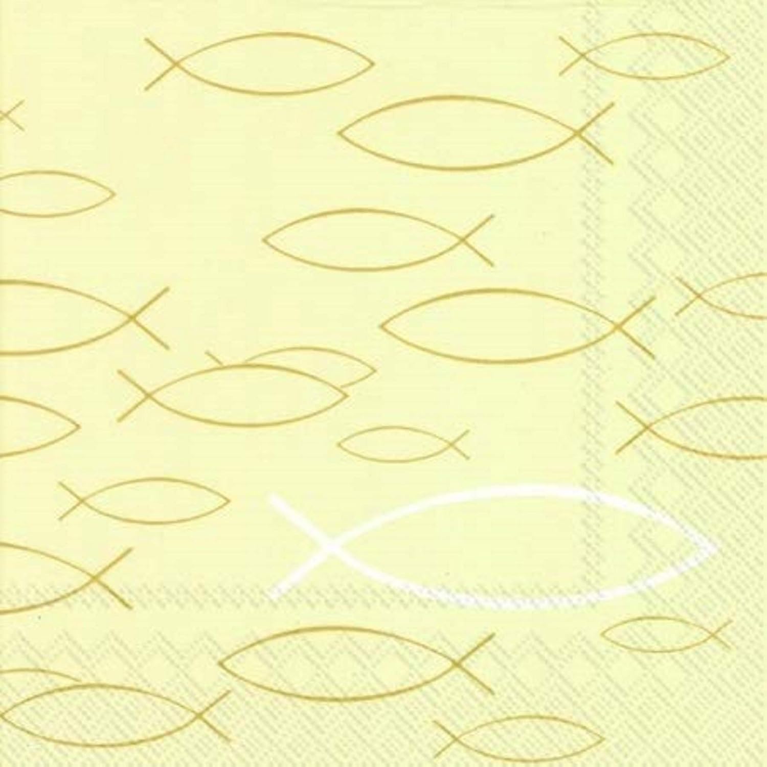 IHR 20 Luxury Paper Luncheon Napkins- Peaceful Fish (Cream)