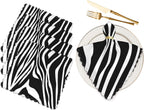 Zebra Stripes Black Table Napkins Cloth Set of 4 Soft Animal Skin Texture Art Pattern Washable and Reusable Dinner Napkins for KitchenWeddings Parties 18 x 18 inch