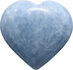 Amazing Gemstone Blue Calcite Celestite Crystal Heart Palm Stone - Pocket Massage Worry Stone for Natural Body Chakra Balancing, Reiki Healing and Crystal Grid