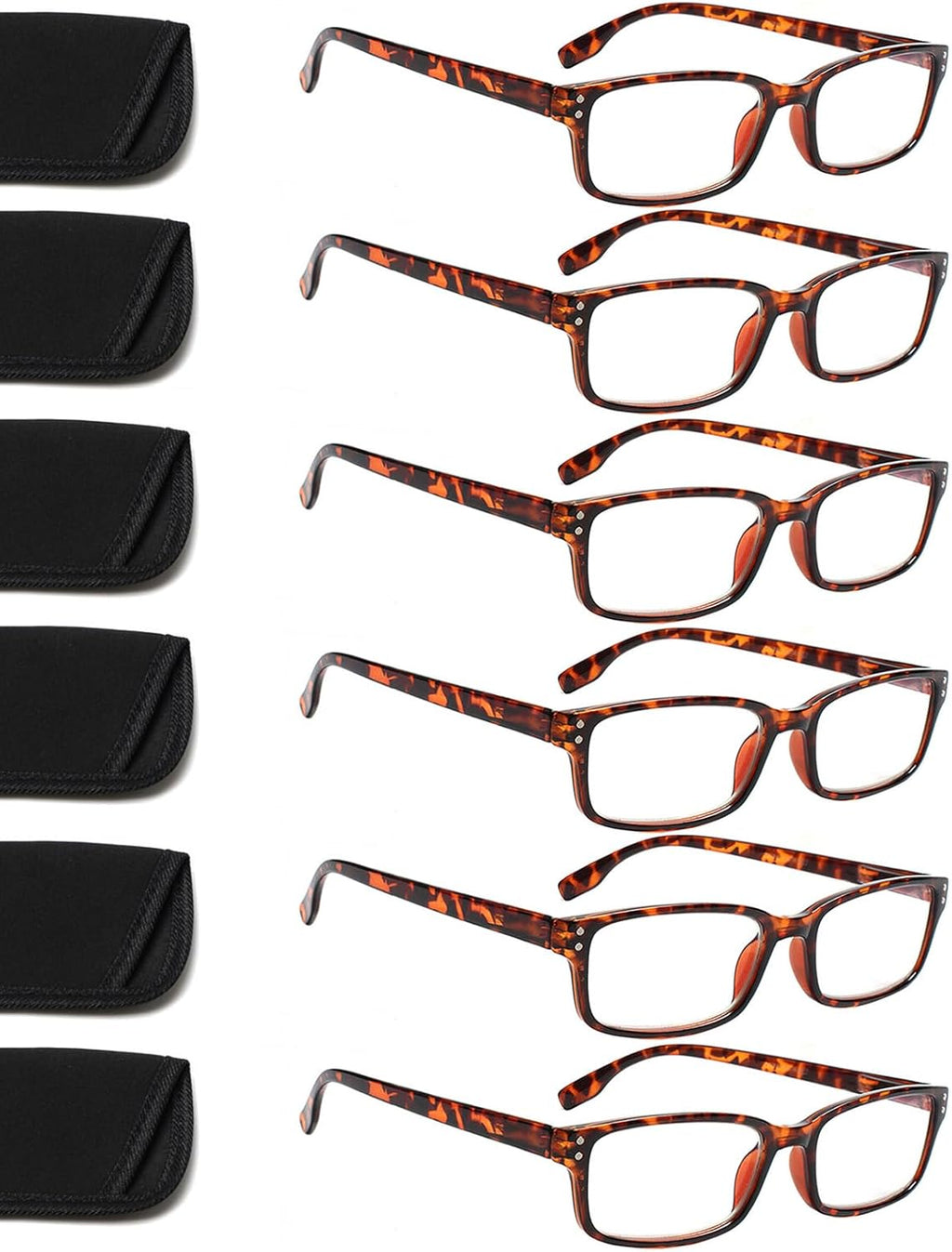 Kerecsen 6-Pack Reading Glasses Blue Light Blocking,Spring Hinge Readers for Men Women,Computer Eyeglasses