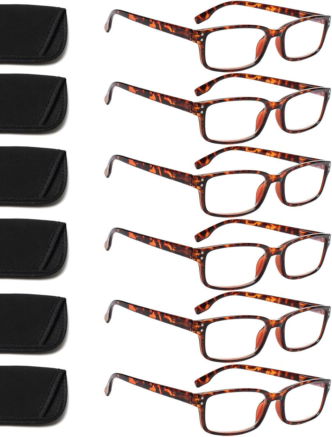Kerecsen 6-Pack Reading Glasses Blue Light Blocking,Spring Hinge Readers for Men Women,Computer Eyeglasses