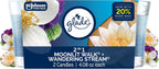Glade 1-Wick 2in1 Scented Candle Jar, Moonlit Walk & Wandering Stream, Air Freshener Infused with Essential Oils, 4.08 Oz, 2 Count