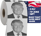 Gagster Donald Trump Toilet Paper Roll - 3 Ply Funny Novelty Bathroom Tissue Gag - 200 Sheets Per Roll - Joke Gifts - Prank Gift for Adults Black and White Printed Sheets - Make Your Butt Laugh