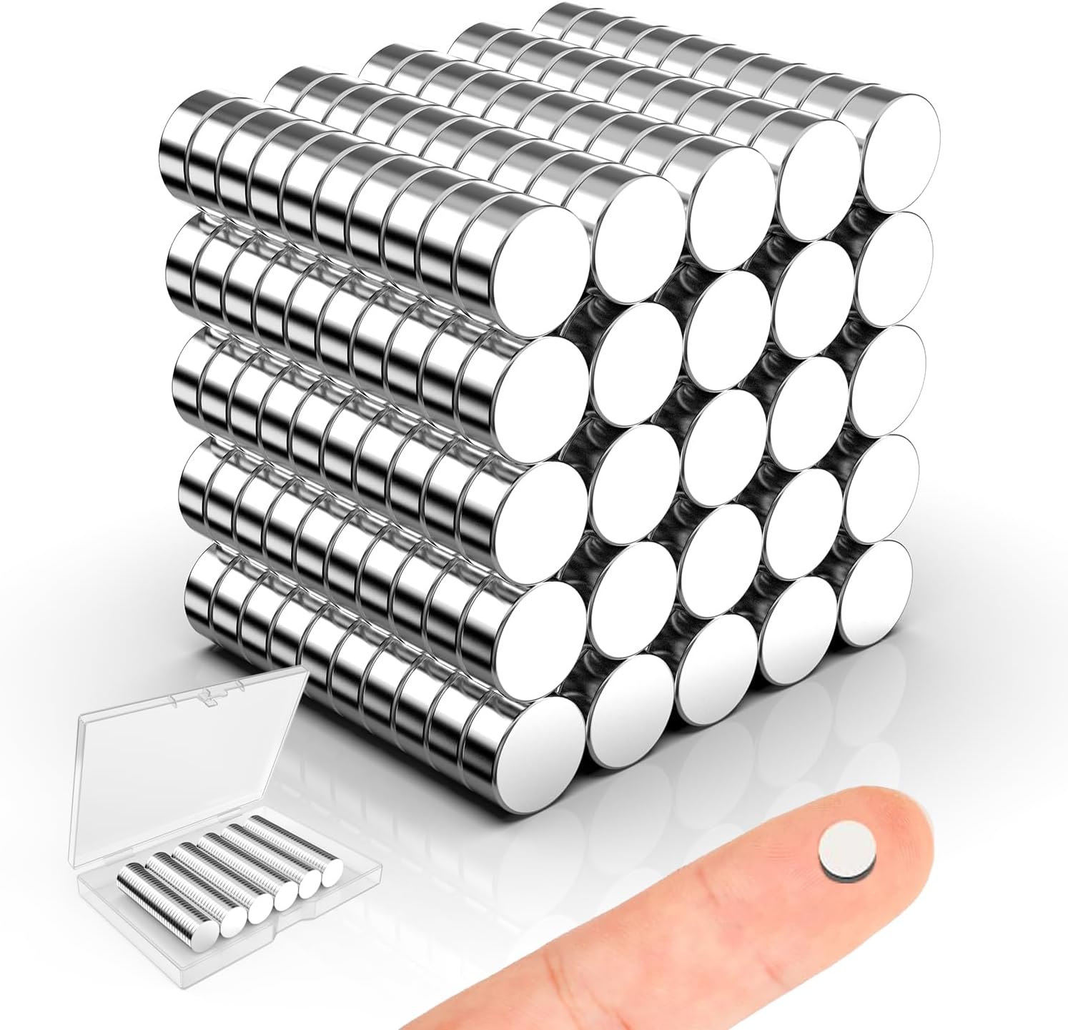 Magnets for Crafts, Caturledas 250 Pack 5x2mm Small Round Magnetic Rare Earth Neodymium Refrigerator Magnet for Home Kitchen Office School Crafts 3D Printing Industrial Scientific Purpose, Silver