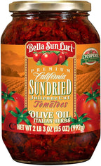 Bella Sun Luci Sun Dried Tomatoes Julienne Cut in Olive Oil, 35 Oz Glass Jar, Mediterranean Italian Style Sun-Ripened Tomatoes, Kosher, Vegan, Gluten-Free, Premium Pantry Ingredient for Pasta, Pizza & Salads