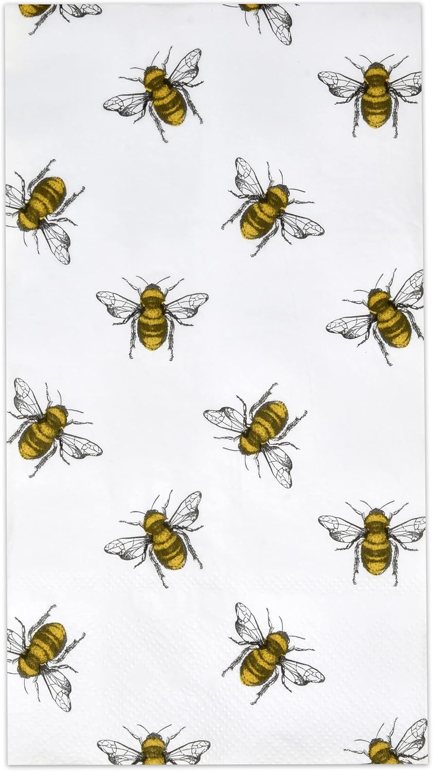 Gift Boutique 100 Bee Guest Napkins 3 Ply Disposable Paper Pack Honey Bumble Bees Dinner Hand Napkin for Happy Bee Day Bathroom Powder Room Wedding Summer Spring Bridal Baby Shower Decorative Towels
