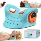Smedz Neck Massager 2026, 4-in-1 Neck & Shoulder Massager with Multi-Directional Stretch, Heating & Vibration, 360° Remote Control–Ergonomic for Home, Office, Car Travel‌（Sky Blue‌）