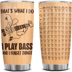 4LIEUBASMI Cool Acoustic Bass Guitar Player Gifts for Men & Women, Playing Electric Bass Guitar 20 Oz Tumbler, 4-String Bass Mugs, Short Scale Bass Guitar, Beginner Bassist Music Cups Accessories