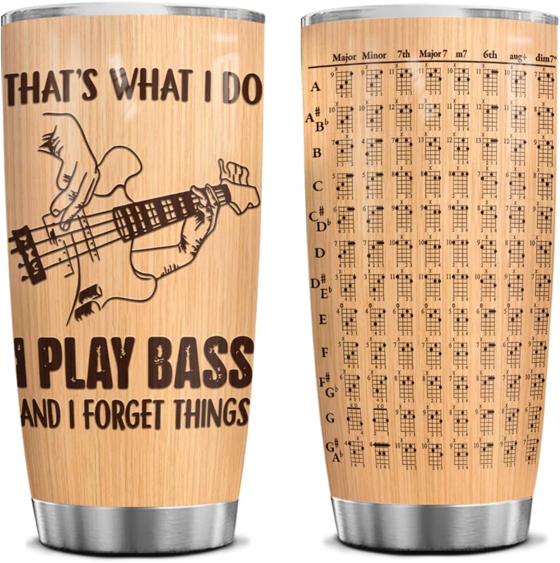 4LIEUBASMI Cool Acoustic Bass Guitar Player Gifts for Men & Women, Playing Electric Bass Guitar 20 Oz Tumbler, 4-String Bass Mugs, Short Scale Bass Guitar, Beginner Bassist Music Cups Accessories