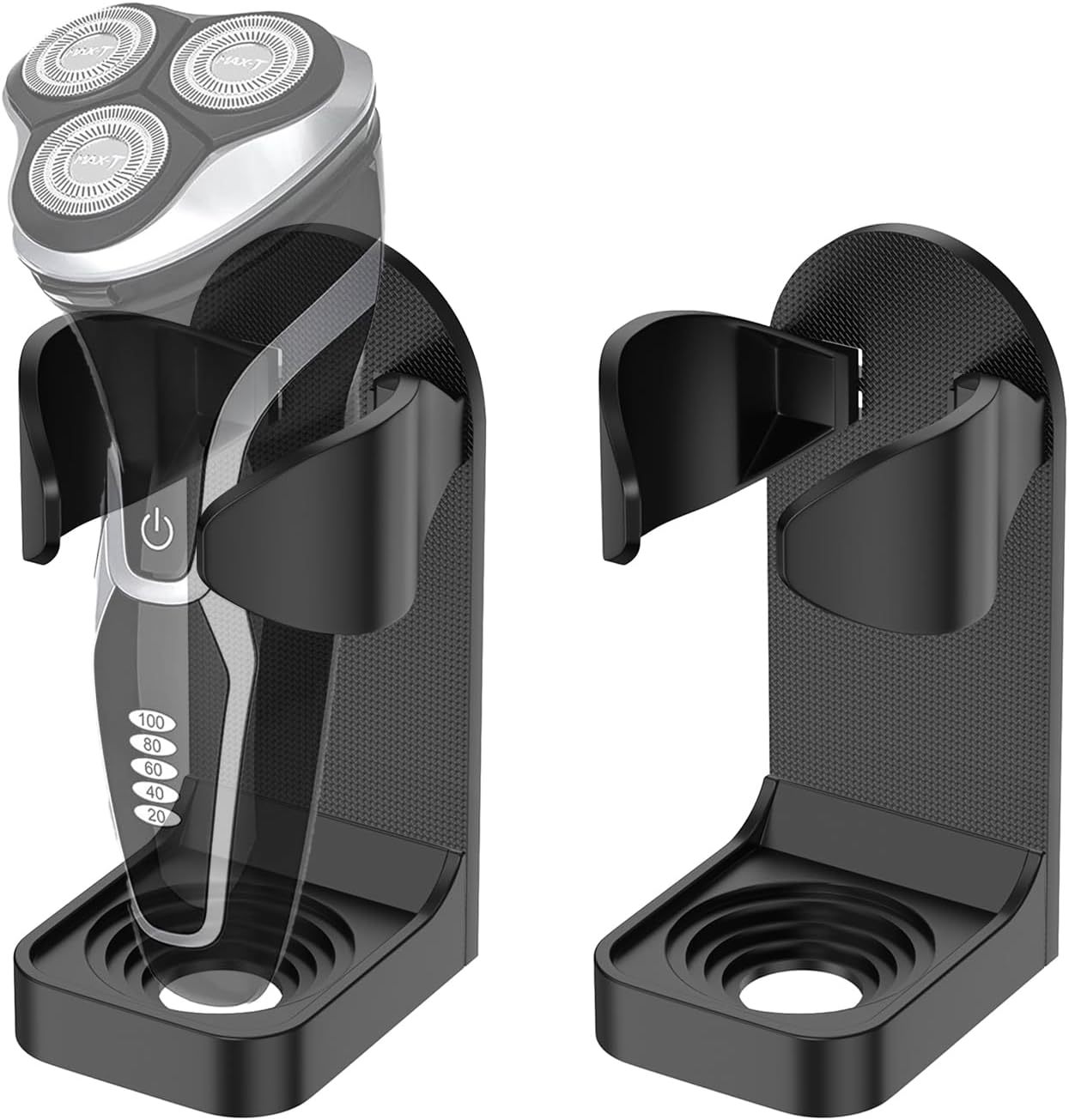 Adjustable Electric Shaver Holder Wall Mount, 2-Pack Nailless Glue Razor Holder, Electric Toothbrush Holder, White Bathroom Shower Electric Shaver Holder