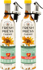 Fresh Press Farms Cold Pressed Extra Virgin Sunflower Oil, 16.4 Fl Oz (Pack of 2), High Oleic, Georgia Grown, 100% American Made, Unrefined, Certified Whole30, Non-GMO, Keto, Paleo, Gluten Free