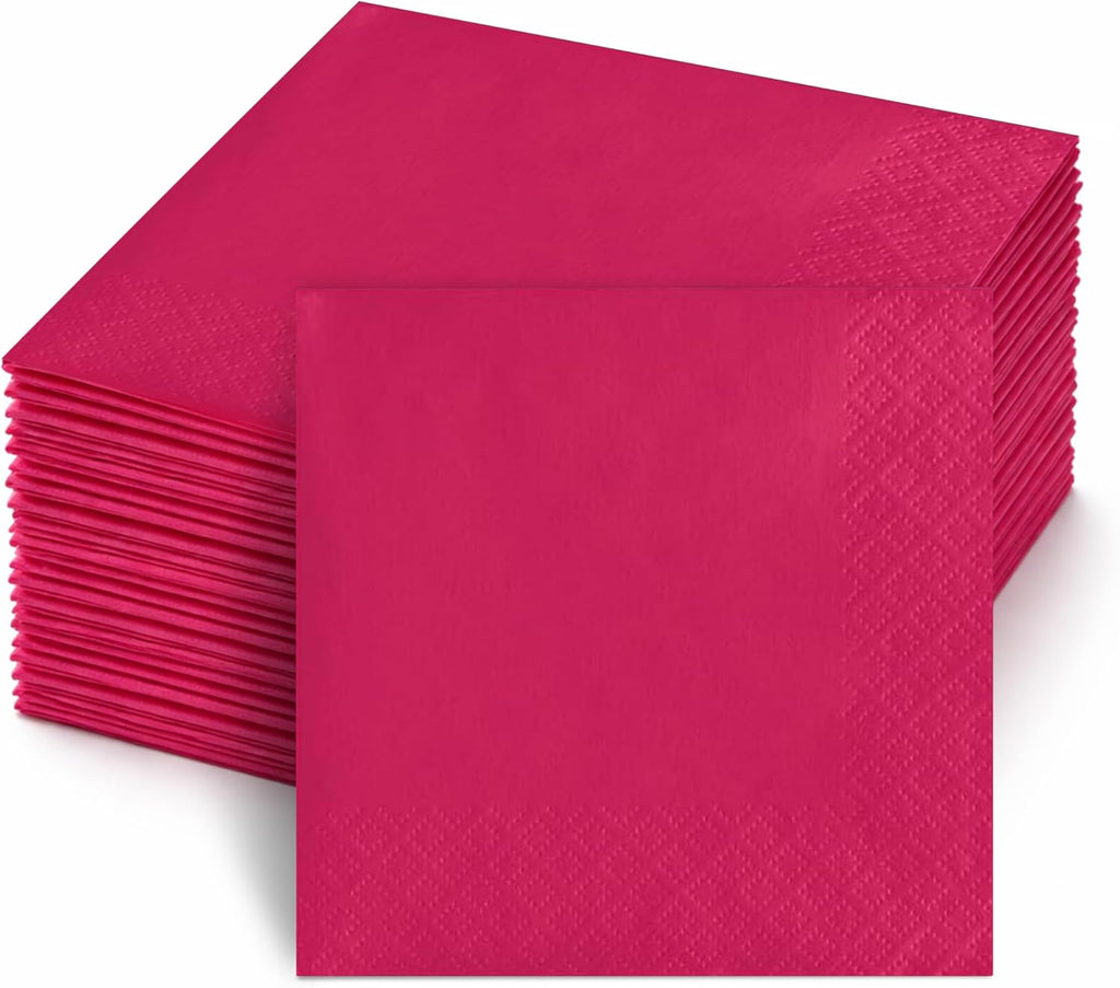 Perfect Stix Pink Beverage Napkins, 2-Ply, Disposable Cocktail Napkins for Party, Dinner, Wedding, Birthday, 50 Count