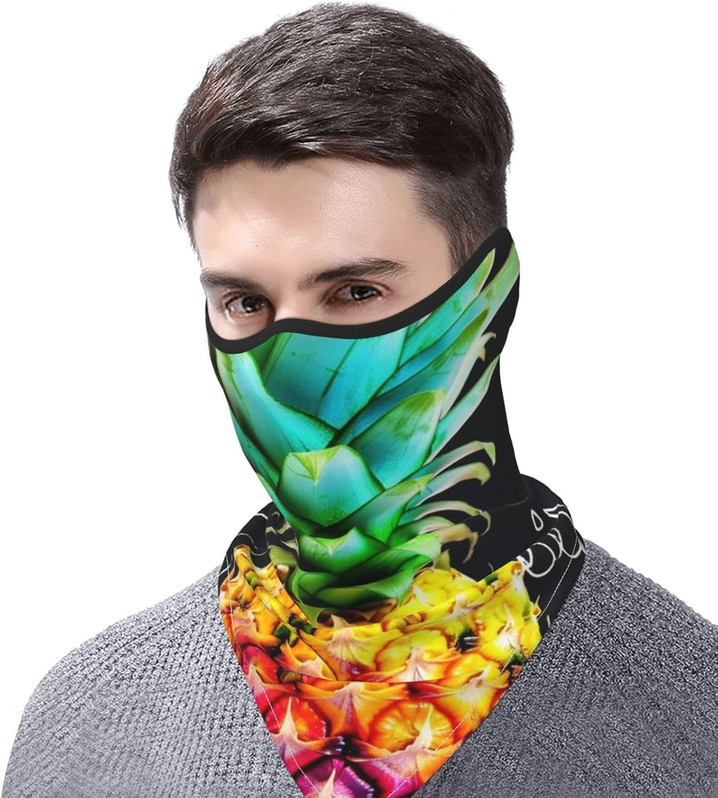 Colorful Fruit Pineapple Ski Mask UPF 50+ Balaclava - Windproof Face Cover for Men Women Cooling Summer Half Face Mask Scarf Sun UV Protection Neck Gaiter for Outdoor Activities