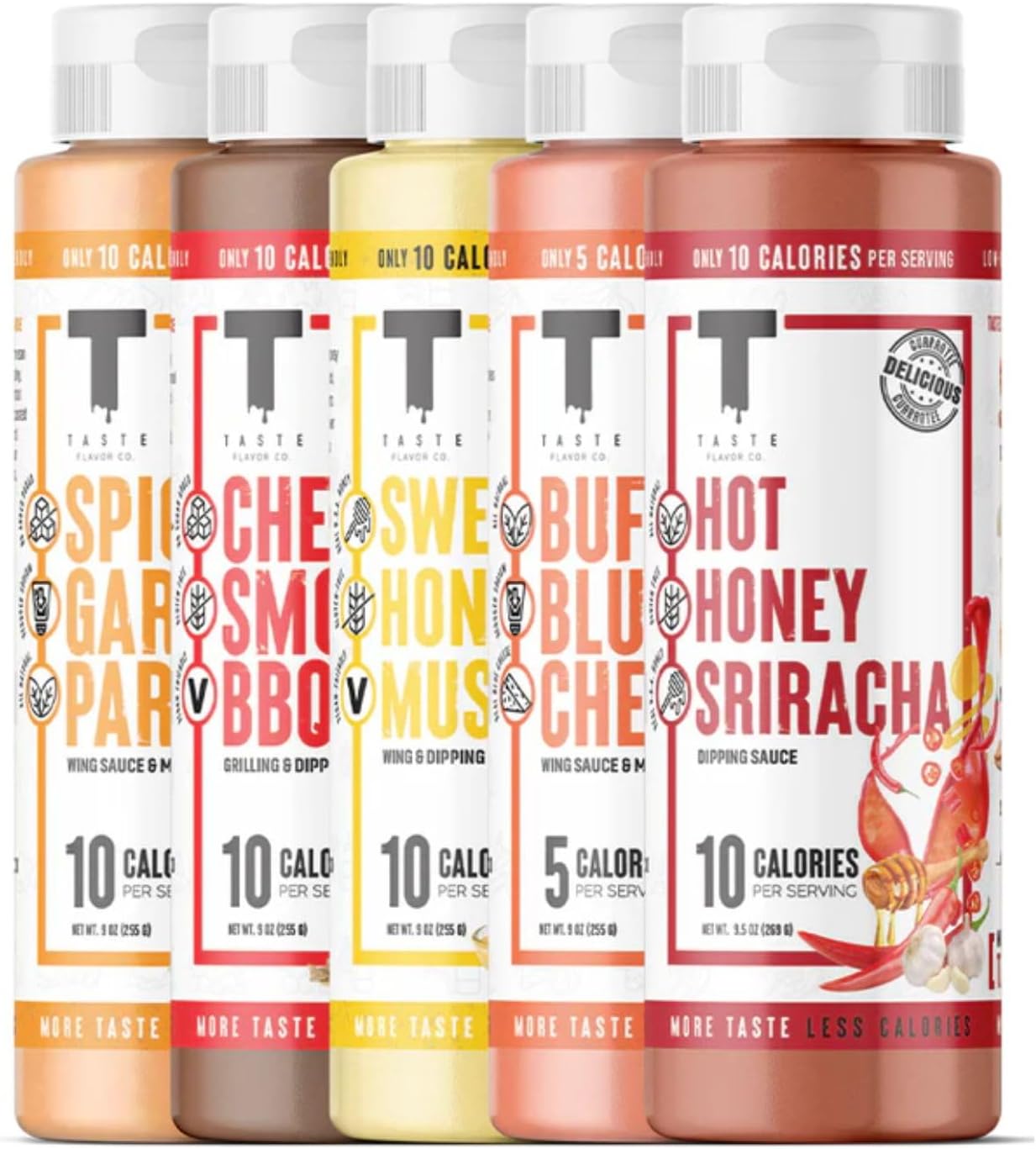 Taste Flavor Co. Grilling, Dipping Sauce and Marinade, Great Tasting, Low-Calorie Sauces, Keto Friendly, No Oils (5 Pack, Variety)