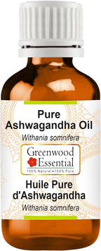 Greenwood Essential Pure Ashwagandha Oil (Withania somnifera) Premium Therapeutic Grade for Hair, Skin & Aromatherapy 50ml (1.69 oz)
