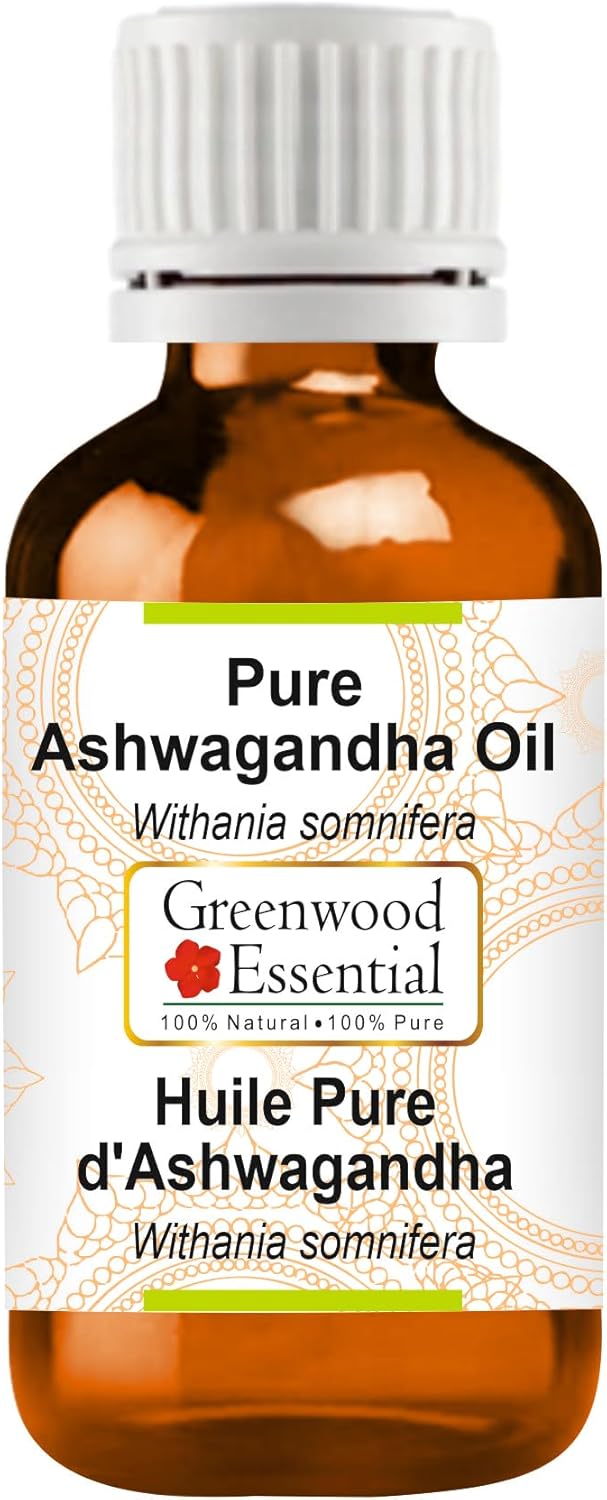 Greenwood Essential Pure Ashwagandha Oil (Withania somnifera) Premium Therapeutic Grade for Hair, Skin & Aromatherapy 50ml (1.69 oz)