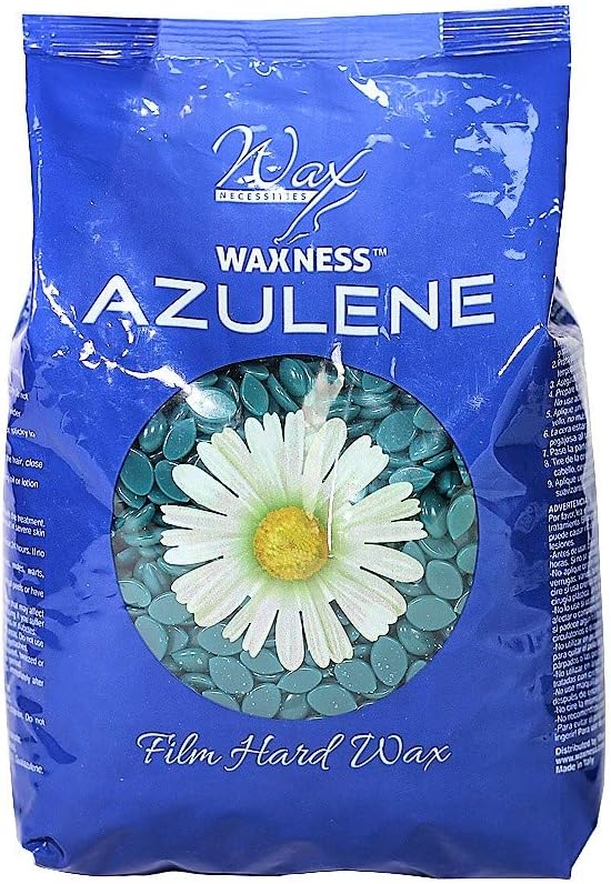 Waxness Film Hard Wax Beads Azulene 1.1 lb (500 g) – Stripless Professional Hard Wax with Azulene for Face & Body, Smooth Application – Made in Italy