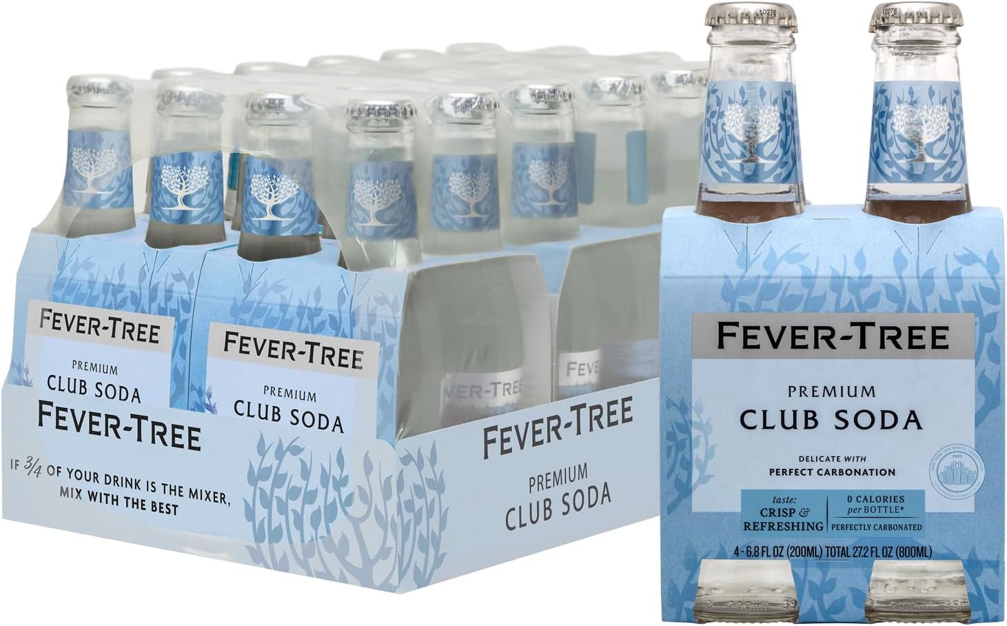 Fever-Tree Premium Club Soda, No Artificial Sweeteners, Flavourings or Preservatives, 6.8 Fl Oz (Pack of 24), Clear (A500115)
