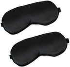 2 PCS Black Satin Sleep Masks, Adjustable Silk Eye Mask for Sleeping, Blind Folds Soft Breathable Blindfold for Adults Couples Play Party Games Airplane Travel Essentials Eye Covers Patches Night Mask