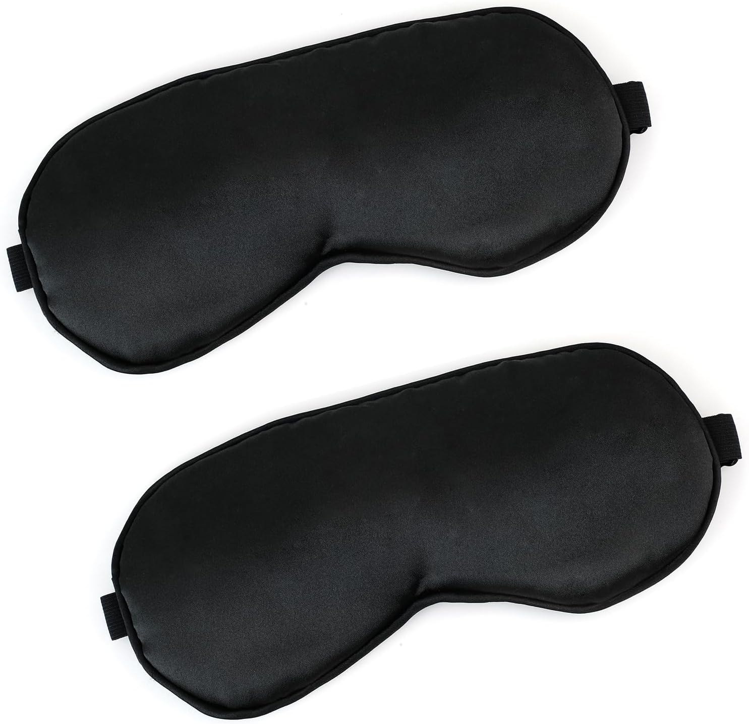 2 PCS Black Satin Sleep Masks, Adjustable Silk Eye Mask for Sleeping, Blind Folds Soft Breathable Blindfold for Adults Couples Play Party Games Airplane Travel Essentials Eye Covers Patches Night Mask