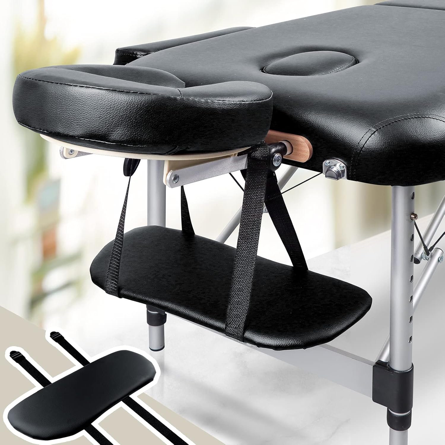 TOROKOM Soft Sponge Hanging Arm Rest for Massage Table, Hanging Arm Rest Sling Board Hanging Arm Rest Shelf Armrest Support for Massage Table SPA Beauty Salon Bed(Black)