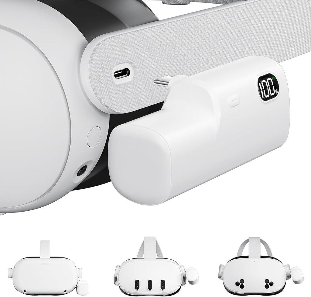 Battery Pack for Meta Quest 3/3S and 2, Accessories for Oculus Quest 2/3/3S, 5000mAh Extended Battery Charger Lightweight VR Accessories VR Headset Power Bank Extra 2-4H Playtime