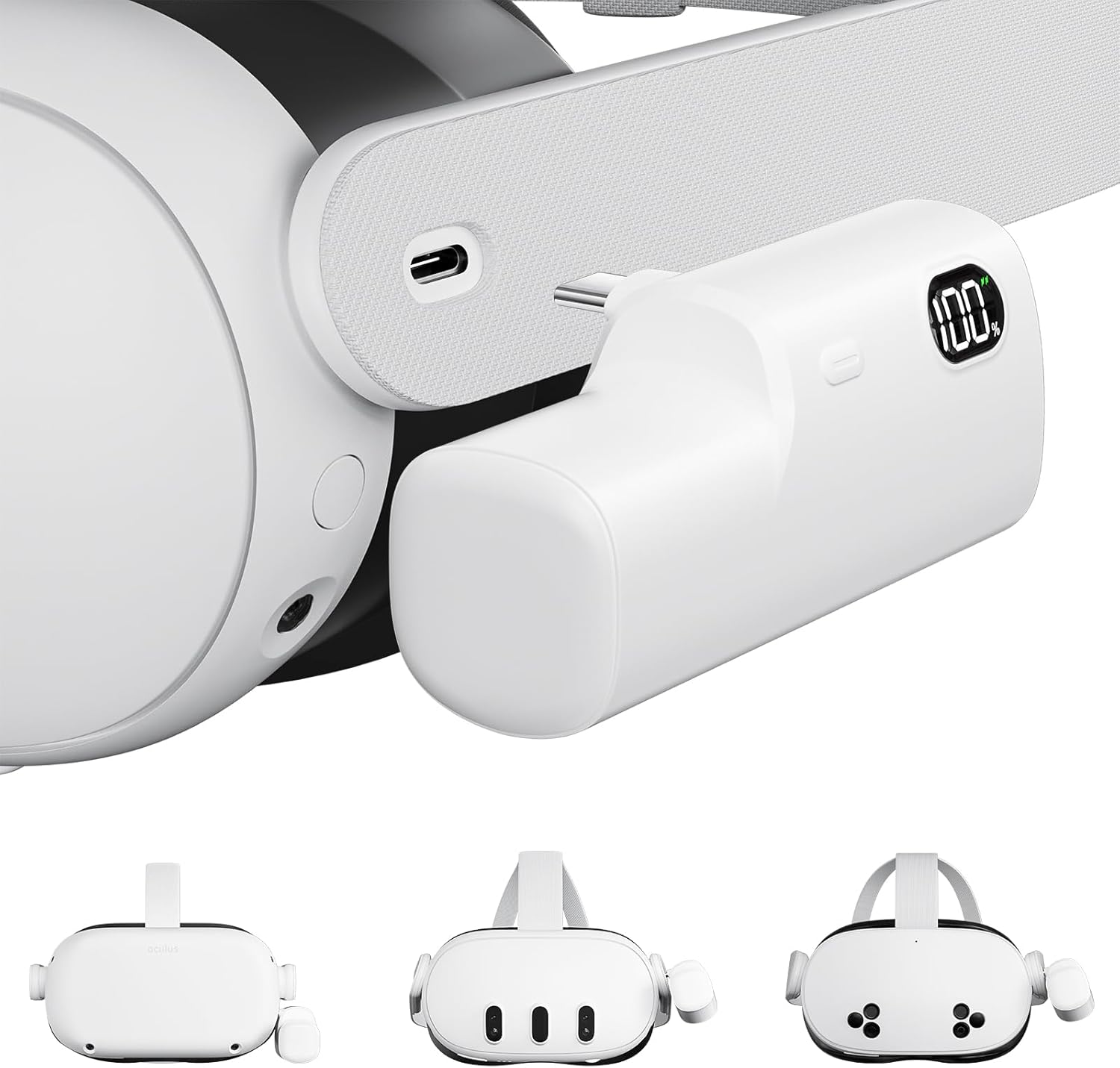 Battery Pack for Meta Quest 3/3S and 2, Accessories for Oculus Quest 2/3/3S, 5000mAh Extended Battery Charger Lightweight VR Accessories VR Headset Power Bank Extra 2-4H Playtime