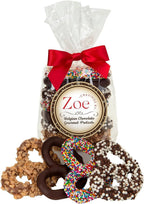 CRAVINGS BY ZOE Valentines Day and Birthday Chocolate Covered Pretzels Gift Bag 8 oz | Gourmet Kosher Milk & Dark Belgian Chocolate Candy Food Gift Box Basket | Get Well, Thank You, Men Women Mom Dad Her
