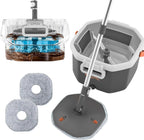 YASHE Spin Mop and Bucket System with True Clean Water Separation, Innovative Detachable Inner Clean Water Bucket for Easy Rinsing, Hands-Free Wringing Floor Mop with 2 Washable Microfiber Pads