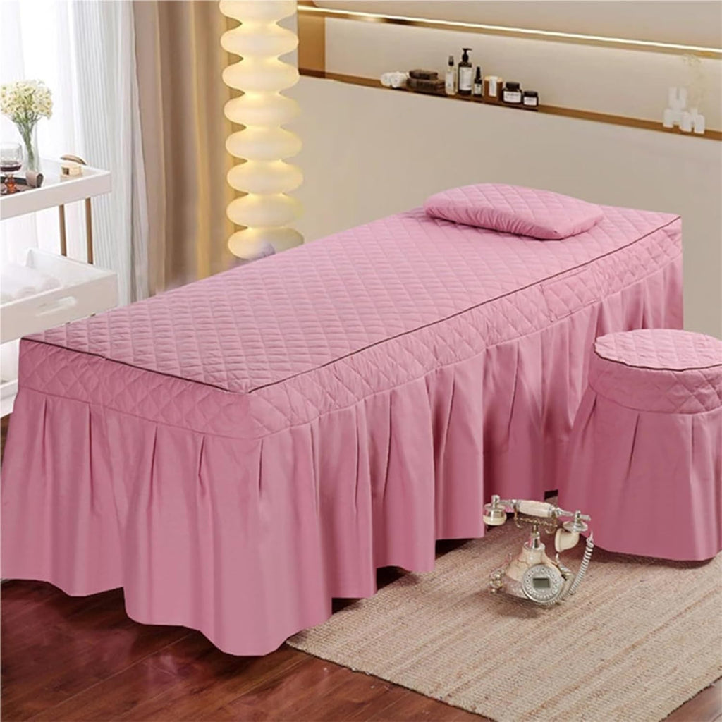 Tophacker Massage Bed Cover with Skirt Washable Massage Bed Sheet with Face Hole Beauty Massage Spa Couch Cover All-Round Wrap Lash Bed Mattress Cover Massage Table Skirt