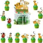 25PCS Cupcake Toppers with 1 Happy Birthday Cake Topper, Cute Lion Cartoon Cake Toppers Themed Party Supplies, Perfect for Birthday Party Decorations