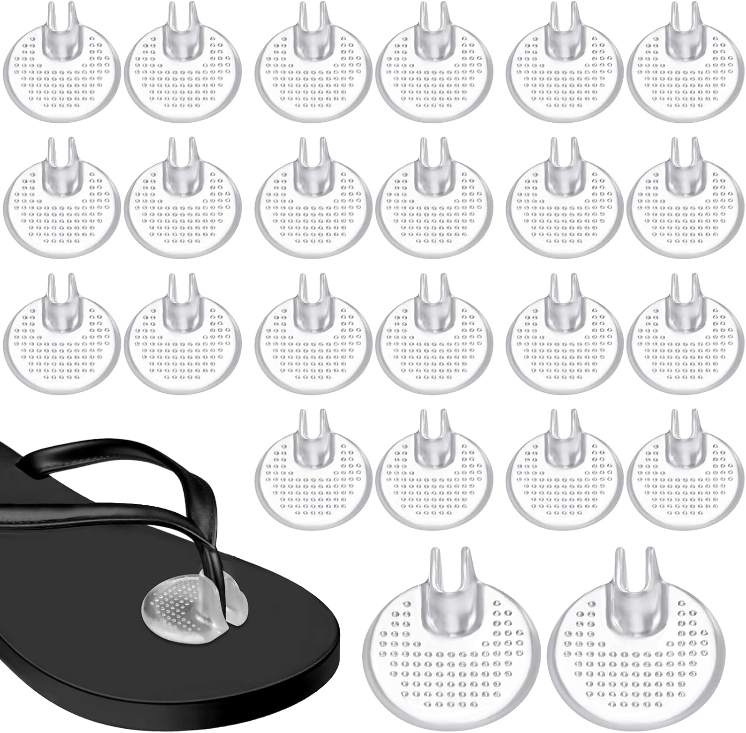 Tarpop 12 Pairs Silicone Thong Sandal Toe Guards Cushions Non Slip Flip Flop Toe Protectors Self Adhesive Toe Pad Gel Sandal Shoe Toe Insert for High Heels, Flip Flops, Sandals, Slippers, Clear